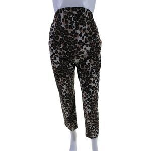 Push Button Womens Animal Print Slim Leg Pants Brown Black Cotton Size Small